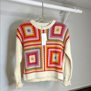 NWT Treasure & Bond Nordstrom Ivory Dove Crochet Pattern Sweater- 14/16 XL